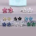 Huitan Sweet Beautiful Tiny Colorful Plum Blossom Zircon Stud Earrings Girls Lady Lovely Dainty Zircon Flower Earrings Women
