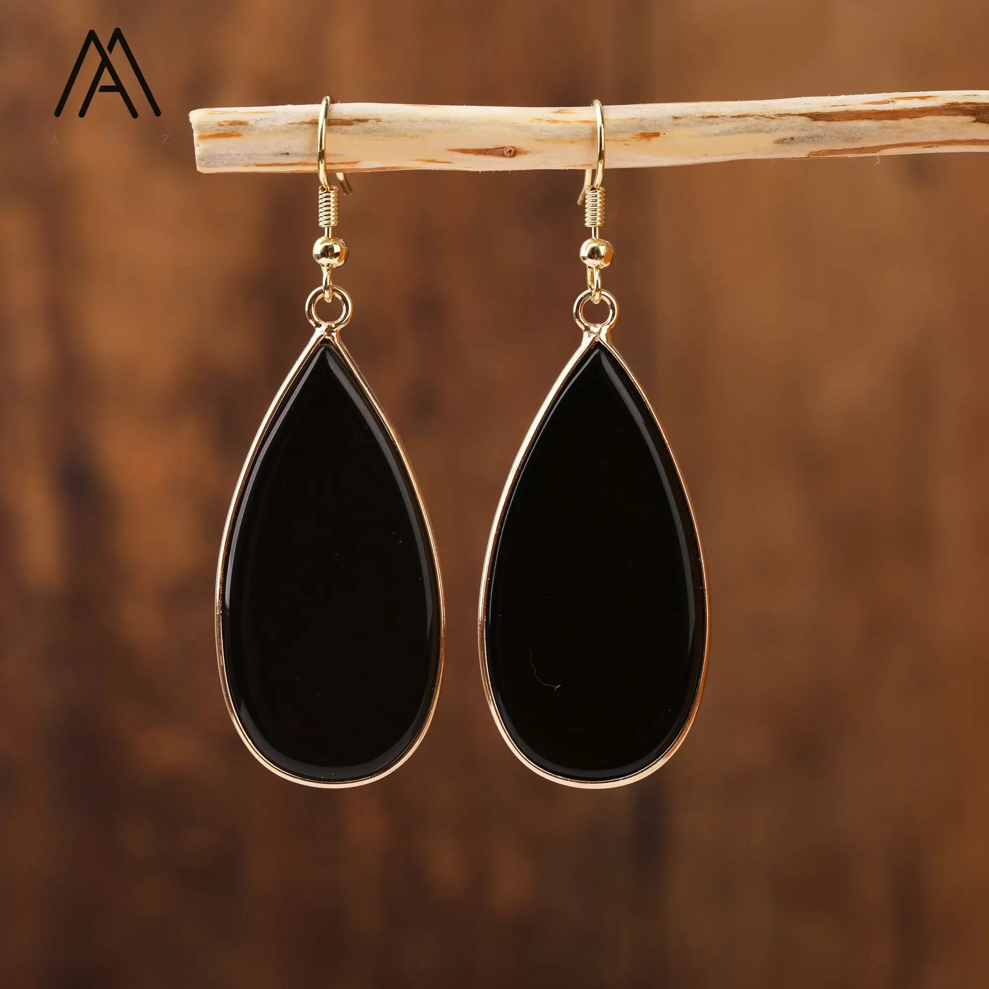Women's Fashion Gold-Plated Teardrop Earrings Healing Natural Crystal Crystal for Wedding & Gift occasions