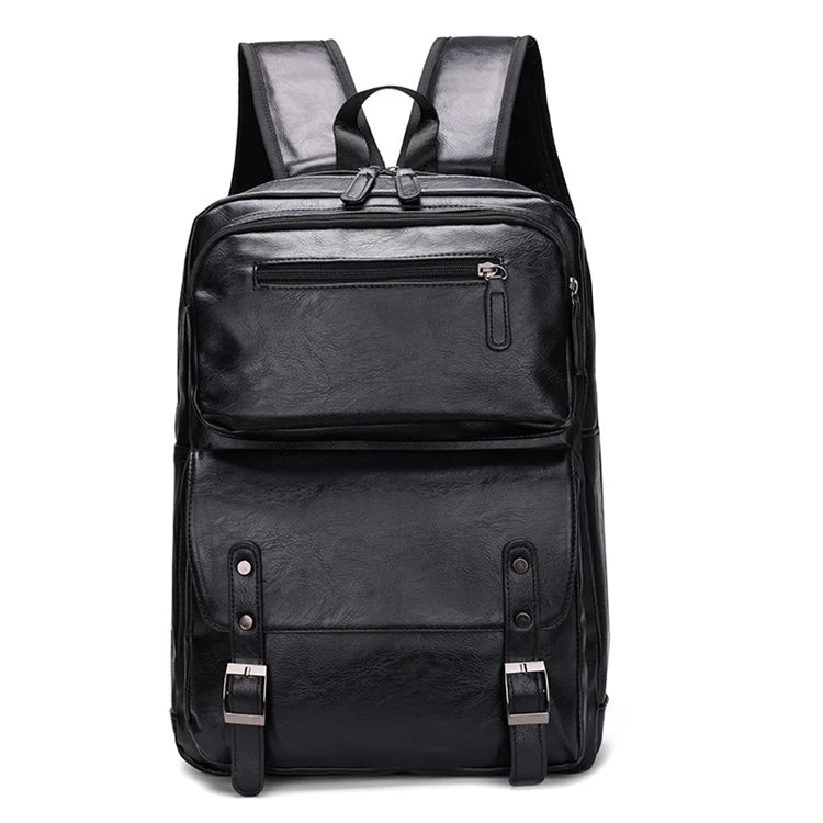 Best Quality Black Latest Designs Men Pu Leather School Bag for High School Boys