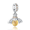 925 Sterling Silver Lovely Golden Bee Charm Fit European Charms Bracelet for Women Valentine's Day Gift