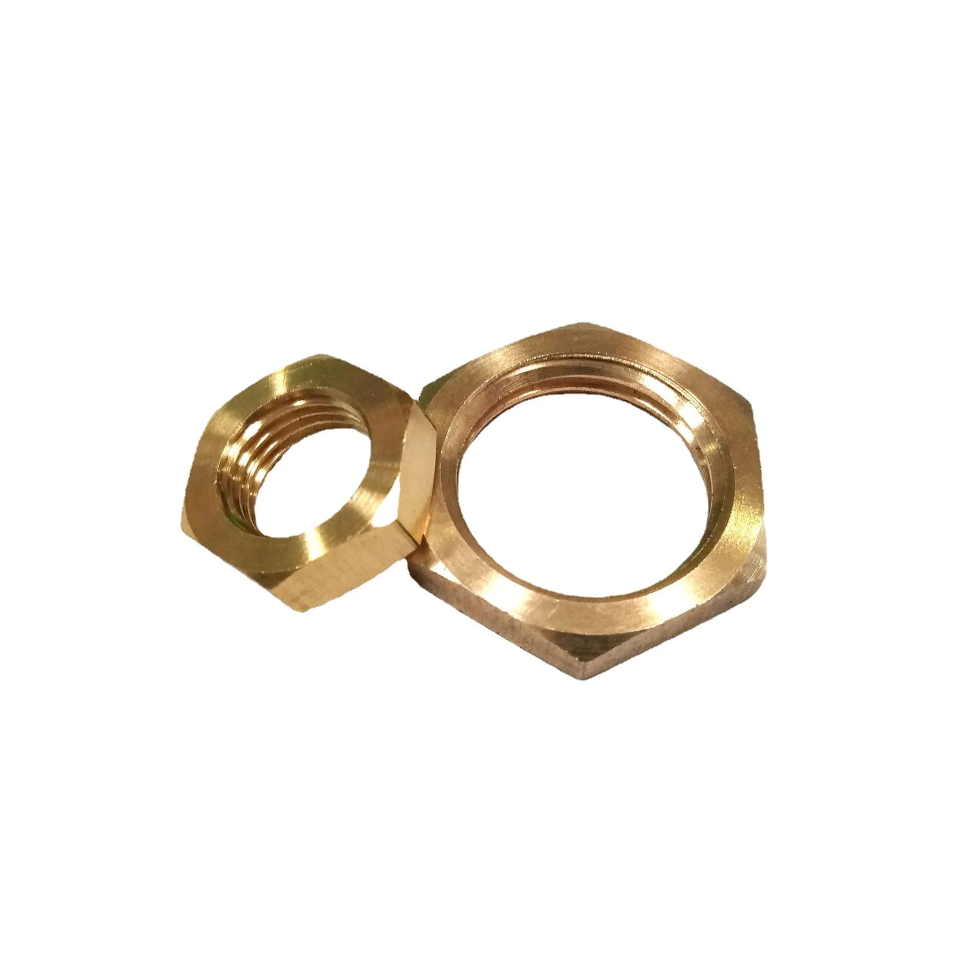 Forged Brass Hex Lock Nuts Pipe Fitting BSP Female Thread Hexagonal Shank Cap Flange Nut Yellow