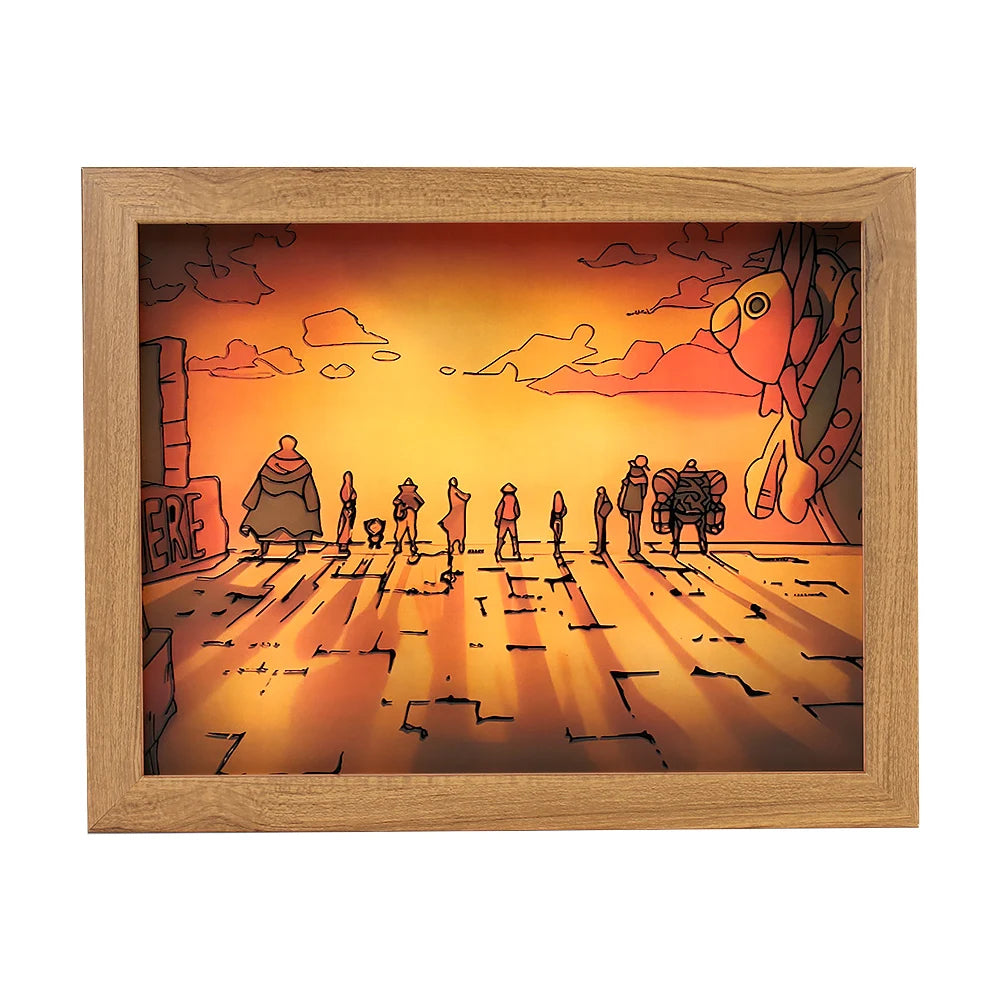 Wood Frame Light Painting  Anime Character Poster Led Strips Lighted Anime Light Box Art Painting With RGB Control 3Colors