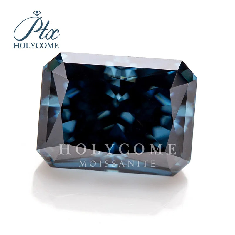 Vivid Blue VVS1 Radiant Cut Diamond Holycome Moissanite Hybrid Crushed Ice  GRA Certificated Radiant Cut Moissanite