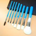 Wholesale 8Pcs Blue Face Makeup Brushes Set Soft Synthetic Hair Vagan Wood Handle Professional Portable Cosmetic Brush
