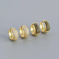 925 Sterling Silver Huggie Earrings Wide Pave Cubic Zirconia Stones Chunky Gold Black Diamond Rhodium for Weddings Gifts Parties
