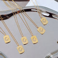 Trend Fashion Jewelry Plated 18k Genuine Gold Necklace Delicate Moon Zircon Inlay Stainless Steel Square Pendant Necklace