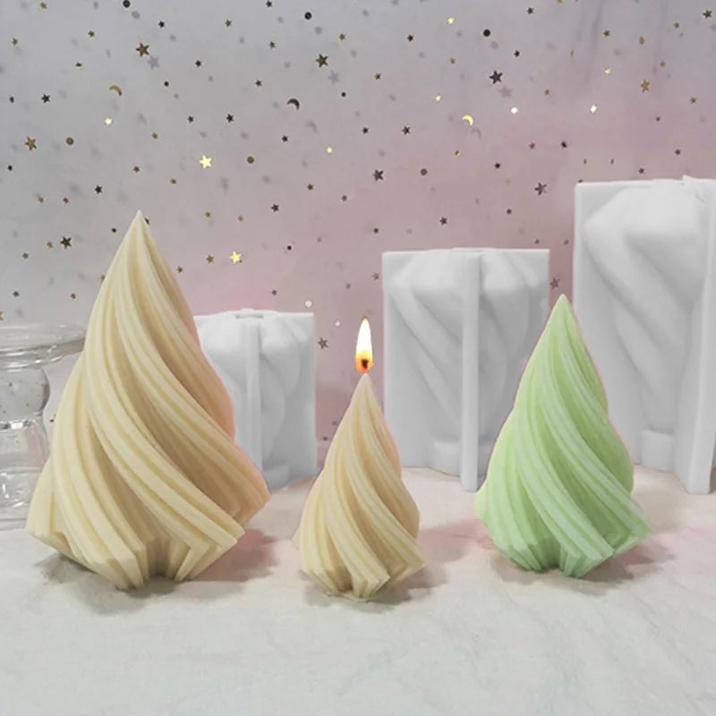 Easy Release Soft  Silicone Molds for Casting  Resin Cement Candle Making Irregular 3D Cone  Spiral Silicone Candle Mould