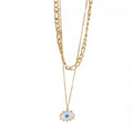 Nabest Stainless Steel Evil Eyes Tassel Necklace for Women Blue Color with Waterproof Shell Pendant and Trendy Link Chain