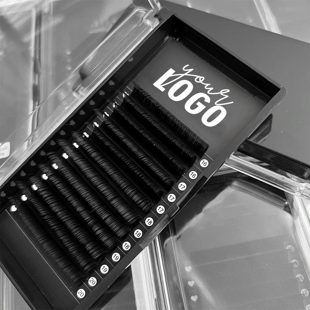 Silk Velvet Russian Matte Black Vegan PBT Custom Logo Volume Natural Long Handmade OEM/ODM Lash Trays