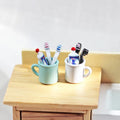 Mini Metal Toothbrush Cup and Toothpaste Set DIY Model Toy for Dollhouse Bathroom Accessories Mini Food Scene Toy