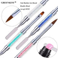 1PC Dual Head UV Gel Extension Rhinestone Diamond Drawing Pen Brush Polish Pink Blue Rainbow Nail Spatula Tool