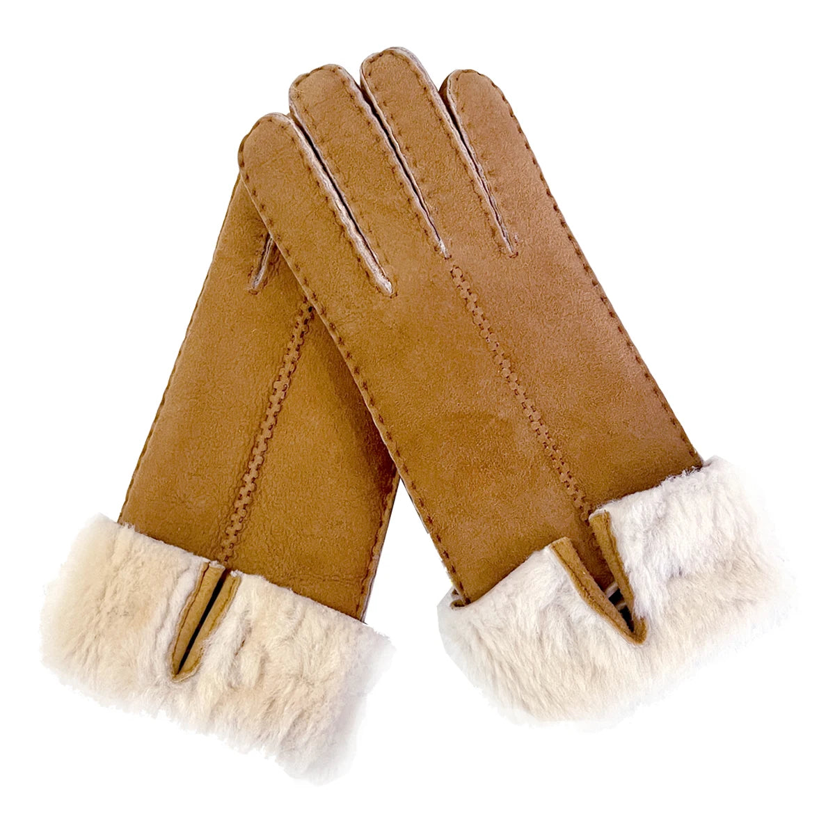 Sample Support 2026 New Style Wool Lined Shearling Fur Women Winter Warm Double Face Sheepskin Gloves