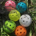 Factory Price Colorful Plastic  Hole Golf Training Ball 74mm Lightweight Baseball Pickleball Softball Practice Ball with Net Bag
