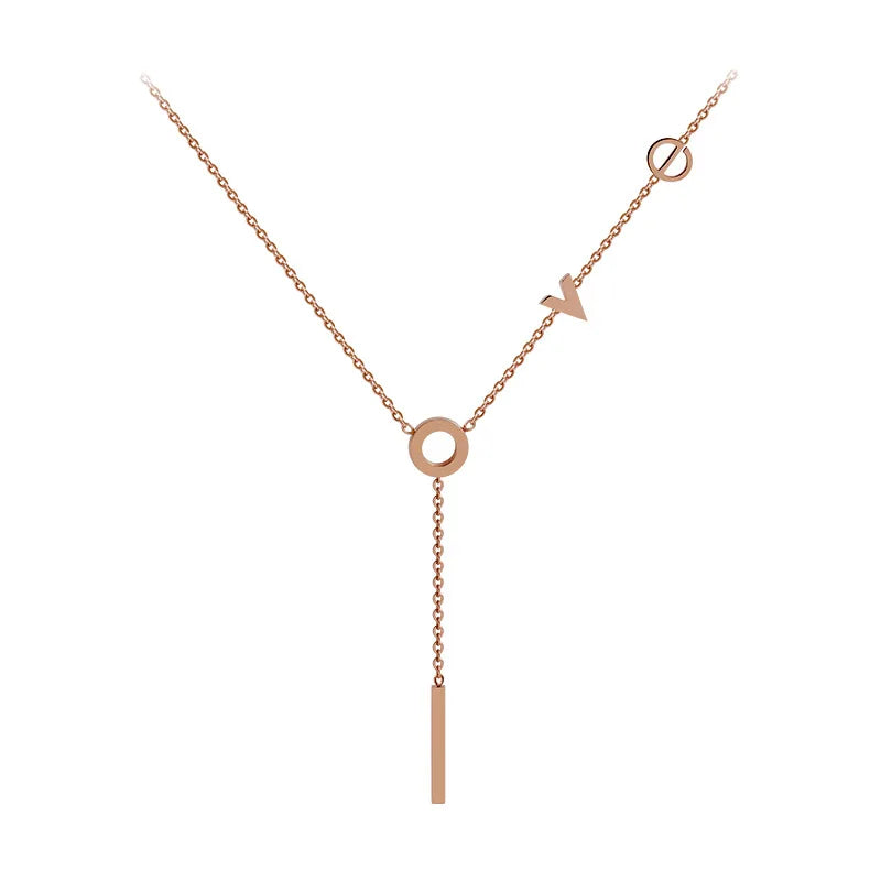 Women's Titanium Steel Ins Minority Design Choker Necklace LOVE Letters Stainless Steel Gold Charm Pendant for Party Fashion