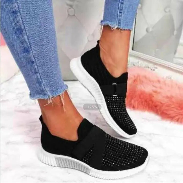 Women's Skinny Shallow Mouth Fashion Solid Colour Casual Shoes Running Walking Women's Shoes Knitted Comfortable Ladies Trainers