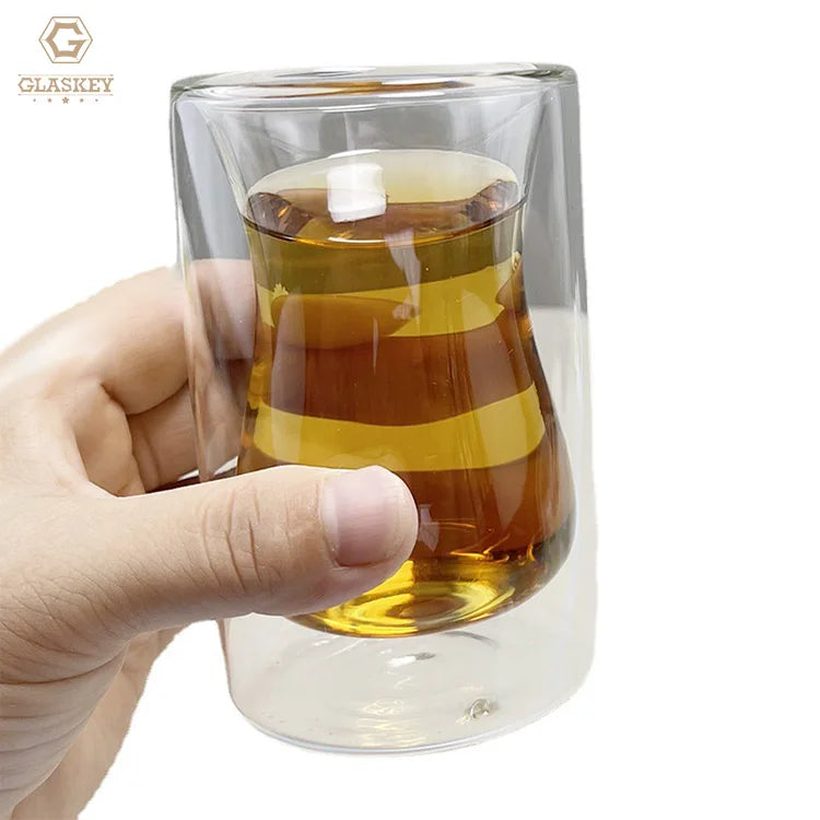 Double Walled Glass Turkish Transparent Tea Cup Coffee Glass Thermal Tumbler Cup 70ml