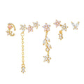 Korean Style Flower Tassel Earrings Set Design Sense Super Fairy 18k Gold Earrings Niche Light Luxury Zircon Earrings for Women