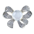 Romantic Rhodium Plated Silver 925 Jewelry Natural Moonstone Bow Ring for Women Birthday Gift