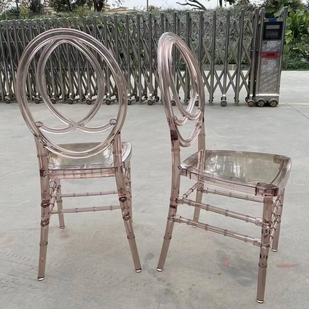 Top Sale Modern Crystal Transparent Purple Resin Wedding Event Chair for Outdoor Parties Banquets Restaurants and Hotels