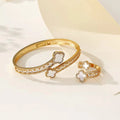 Factory Direct Brass Women Rings Bracelets Minimalist Open Ring Bracelets Diamond Charm Jewelry Set