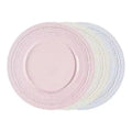Wholesale Bone China Ceramic Plate Hand Painted Embossed Decal Blue Pink Beige Lace Porcelain Dinner Dessert Plate for Wedding