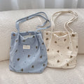 Cartoon Bear Women's Corduroy Shoulder Bags Large Capacity College Girls Book Tote Handbags Commuter Purse Female Shopping Bag
