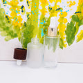 Flat Shoulder clear Glass Cosmetic Lotion Pump Bottle with Pump Lid