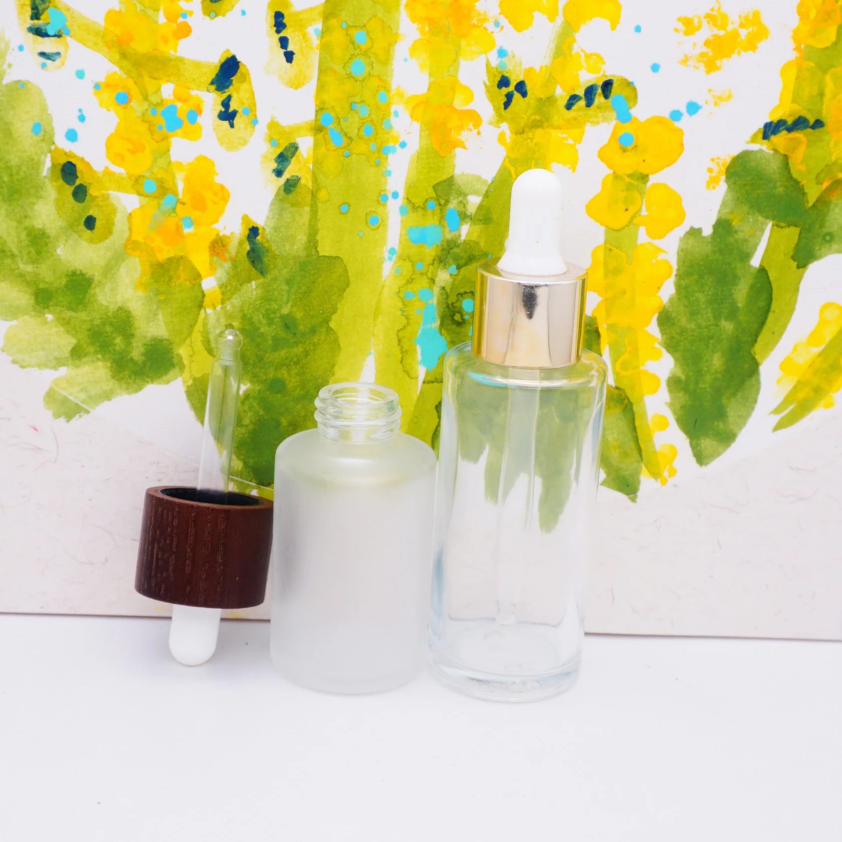 Flat Shoulder clear Glass Cosmetic Lotion Pump Bottle with Pump Lid