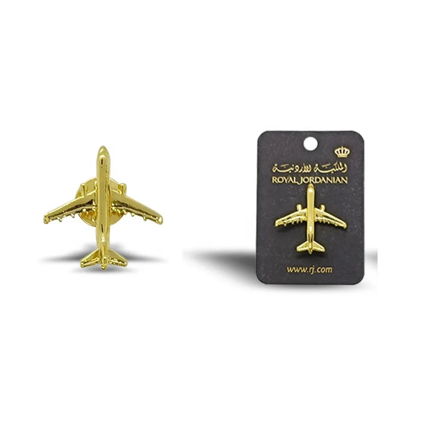 3D Die Cast AirplaneBrooch Manufacturer Mini Airplane Lapel Pin Badge With Paper Card