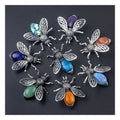 Antique Silver Natural Rose Quartz Amethyst Cabochon Bead Stone Bee Shape Brooch & Pendants for Men Women Jewelry Gift