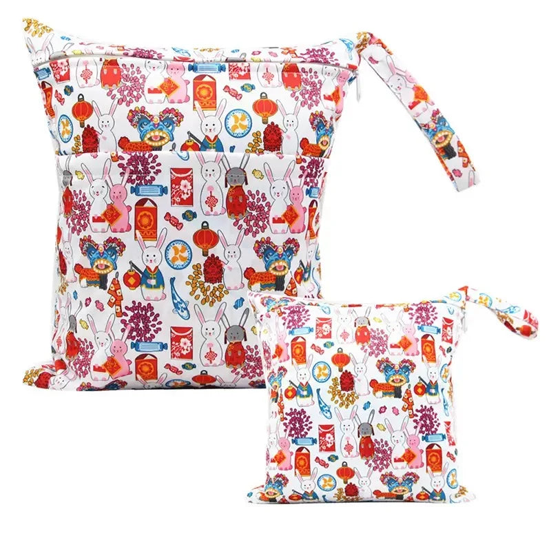 Custom Baby Reusable Wet Bag Double Layer Pocket Nappy Mommy Bag