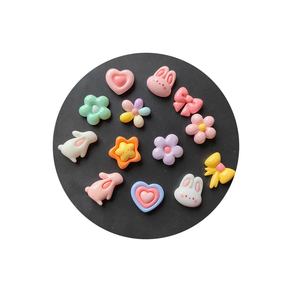 Resin Cute Cartoon Rabbit Flower Bowknot Flat Back Cabochons Scrapbooking DIY Jewelry Craft Decoration Accessories