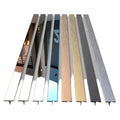 Modern Stainless Steel T-Shape Tile Trim for Living Room Gold Metal with Mirror Surface Treatment