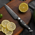 5 Inch Japanese Style Damascus Steel Kitchen Utility Chef Knife with Black Wood Handle Professional for Hotel Chefs