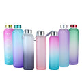 FX Factory Classic Travel Water Bottle Self-Driving Frosted Glass with Stainless Steel Lid Direct Drinking Method