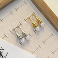 Happy Personality Wind Chime Earrings for Girls 7-8mm Natural Freshwater Rice Shaped Pearls