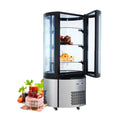 China Commercial Supermarket Equipment Vertical Round Double Glass Rotating Display Cake Stands Display Revolving Showcase
