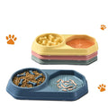 Healthy Design Pet Double Bowls New Design Anti Choke Dog Slow Feeding Bowl 2 in 1 Anti-slip Plastic Pet Slow Feeder Food Bowl