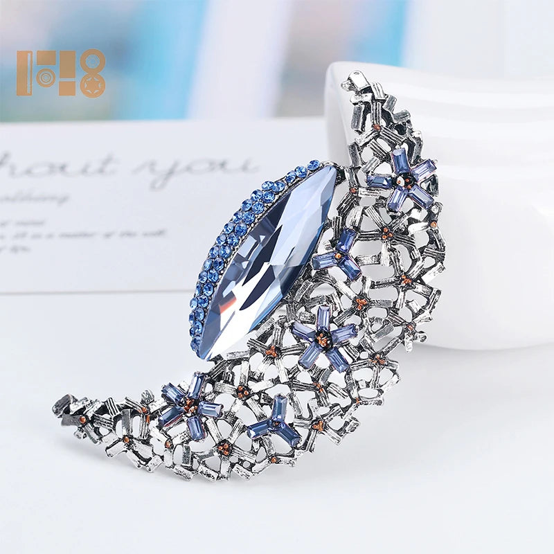 Korean Fashion Cute Moon Flower Alloy Diamond Rhinestone Brooch Pin Wholesale Corsage Brooch