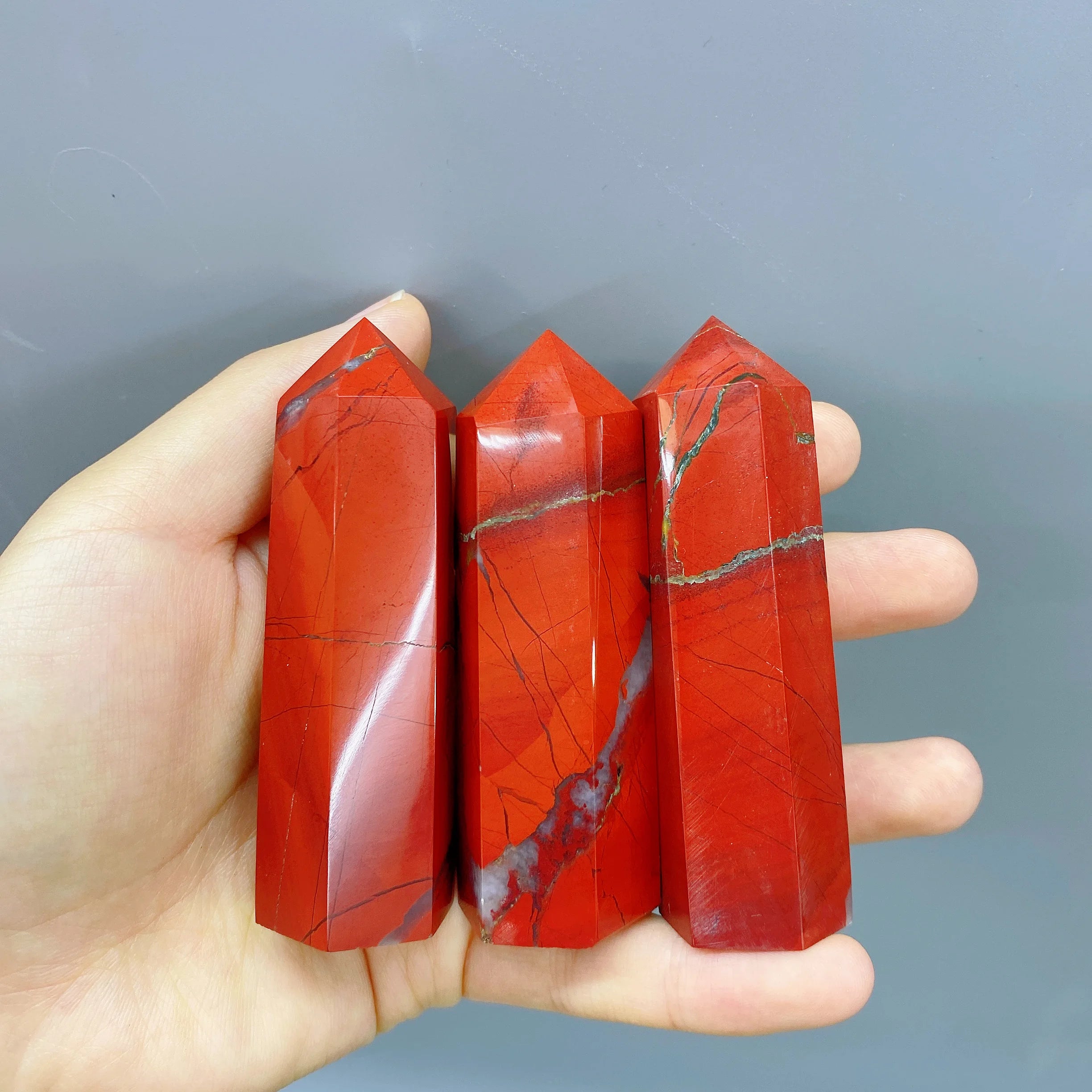 Wholesale Natural Healing Crystal Gemstone Polished Point Red jasper Tower for Fengshui
