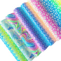 Printed Neon Chunky Glitter Faux Leather Sheets Shiny Fluorescent Solid Color PU Leather Mixed Color Sequins Synthetic Sheets C