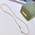 Best-selling New French Vintage Clavicle Chain 6-7mm Natural Fresh Water AAAA Grade Baroque Pearl Rhodium Plated Choker Necklace