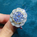 Classic 925 Silver 10 Carat Brilliant Cut Diamond Test Past D Color Moissanite Blossom Ring for Women Gift Wedding Fine Jewelry