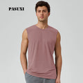 PASUXI Casual Loose Fit Modal Sports Vest Men Cool Breathable Sleeveless Gym Tank Top Wide Shoulder Outdoor Running Shirt