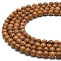 Wholesale Natural Brown Tiger Grain Sandalwood Bead 6mm 8mm 10mm 12mm Smooth Round Wood Beads for Jewelry Making