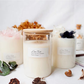 2024 Round Bottom Mini 8 10 Oz Clear Transparent Empty Candle Containers Vessel Jar with Bamboo Wooden Lids for Making