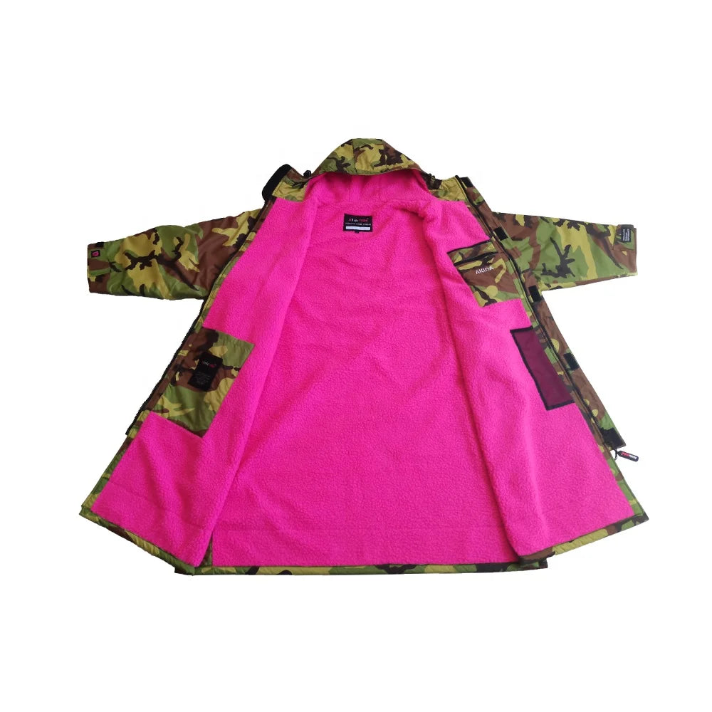 Waterproof Kids & Adult Changing Robe Drying Poncho Long Sleeve Swim Surf Sherpa Fleece Lining Sustainable Quick-Dry
