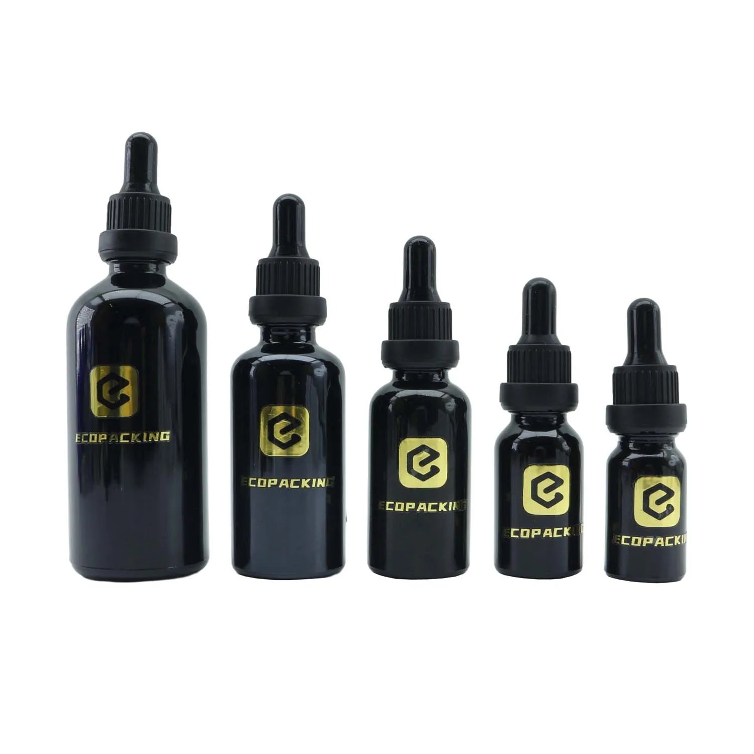 Cosmetic Packaging Fragrance Oil Bottles 5ml 10ml 15ml 20ml 30ml 50ml 100ml Black Dropper Bottle for Oil Hair