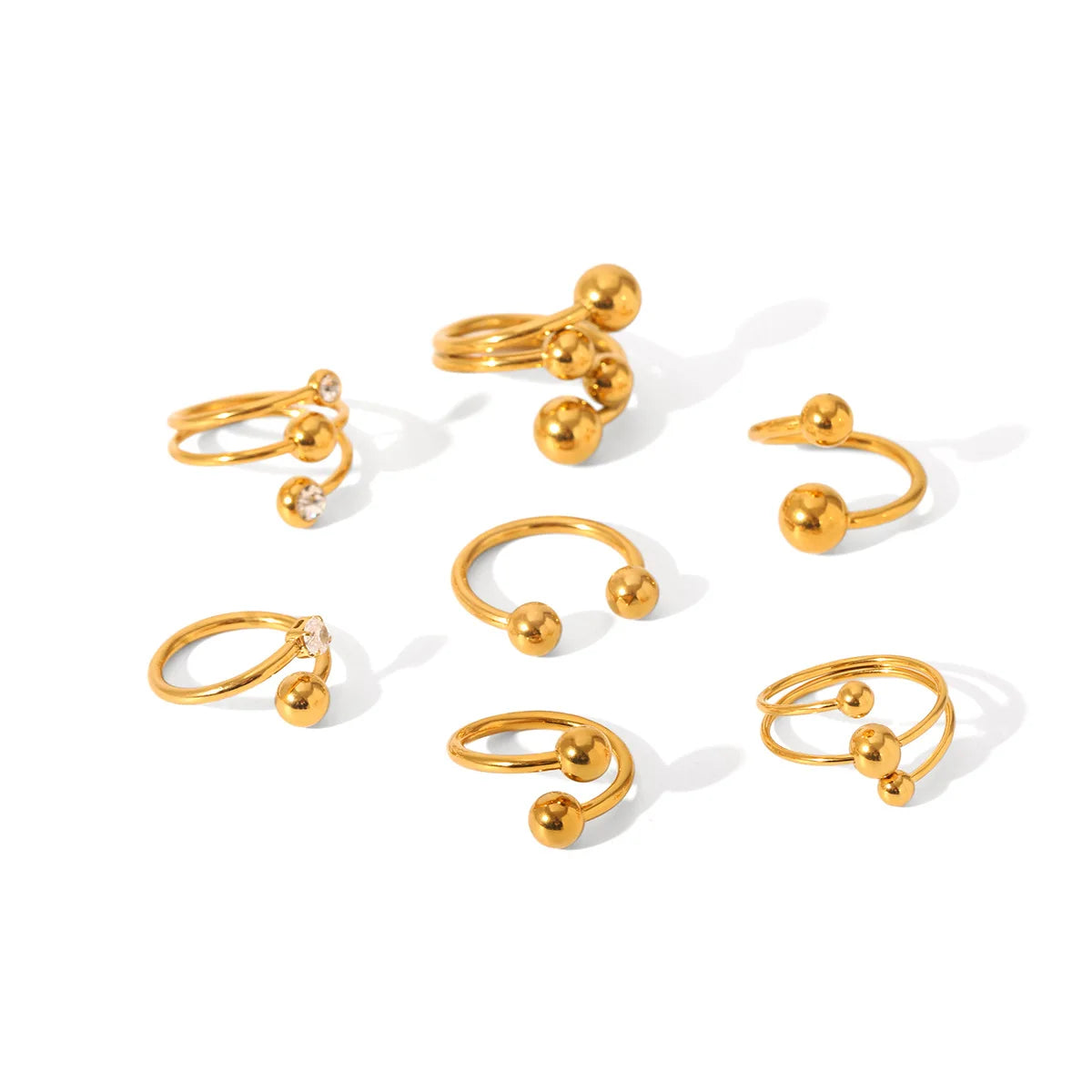 Minimalist Multiple Options Stacking Ball Rings Jewelry 18K PVD GoldPlated Waterproof Non Tarnish Open Adjustable Rings Women