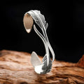 SC Popular Fashion Couple Silver Plated Bracelet Vintage Adjustable Opening Bracelet Vintage Feather Bracelet for Women Men
